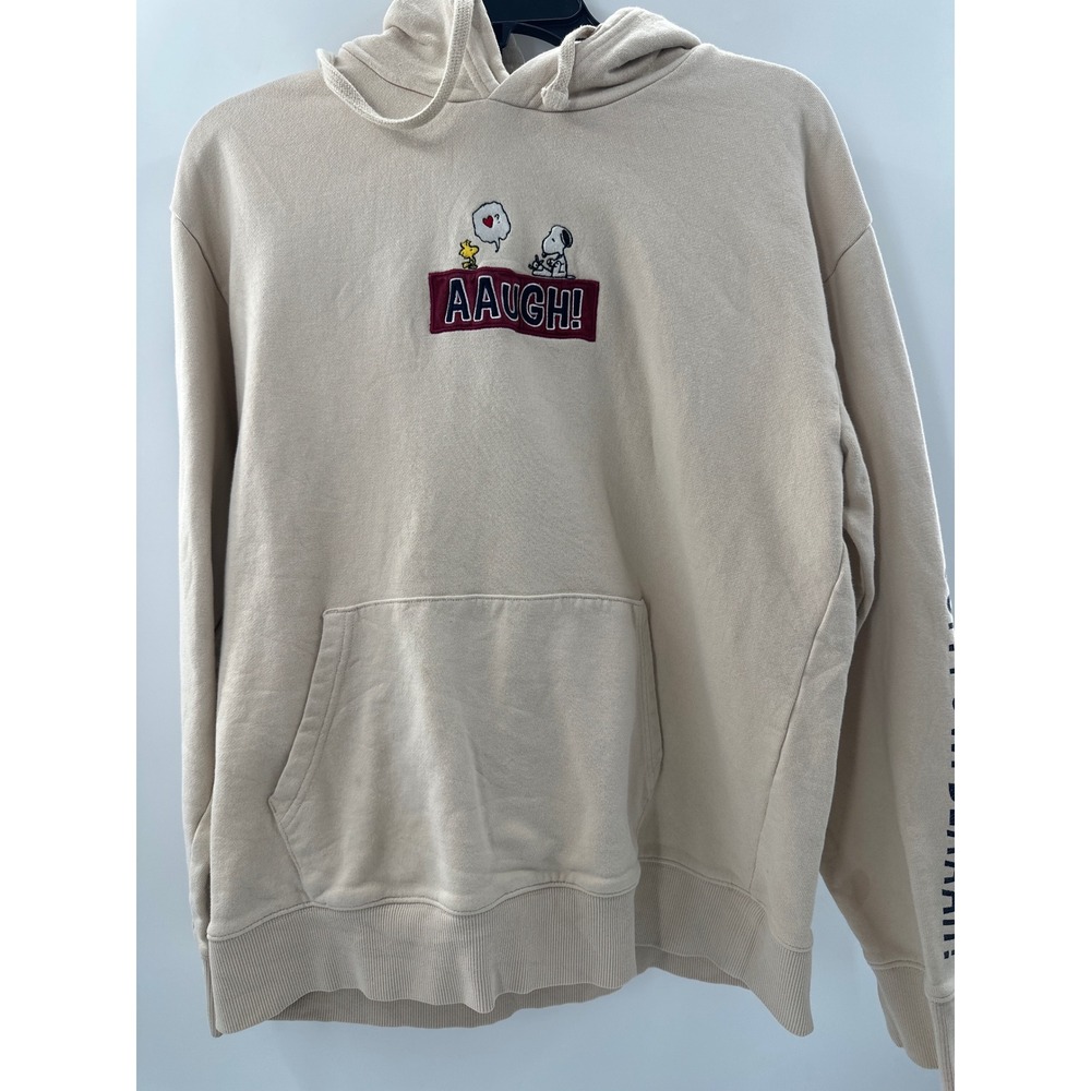 PLHM x Peanuts Snoopy AAUGH! Embroidered Hoodie Tan Beige Graphic Sweatshirt 100